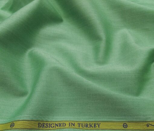 Soktas Men's Giza Cotton Solid Satin 1.60 Meter Unstitched Shirt Fabric (Mint Green)