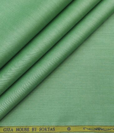 Soktas Men's Giza Cotton Solid Satin 1.60 Meter Unstitched Shirt Fabric (Mint Green)