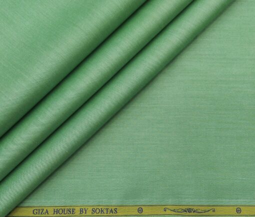 Soktas Men's Giza Cotton Solid Satin 1.60 Meter Unstitched Shirt Fabric (Mint Green)