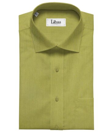 Soktas Men's Giza Cotton Solid Satin 1.60 Meter Unstitched Shirt Fabric (Moss Green)