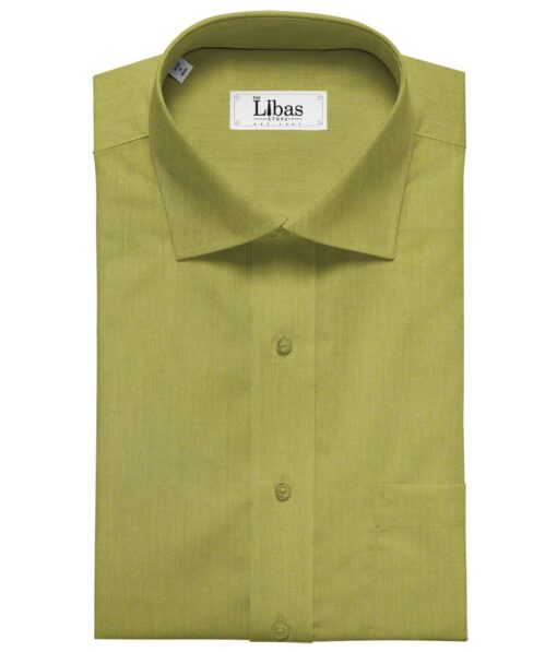 Soktas Men's Giza Cotton Solid Satin 1.60 Meter Unstitched Shirt Fabric (Moss Green)