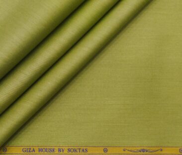 Soktas Men's Giza Cotton Solid Satin 1.60 Meter Unstitched Shirt Fabric (Moss Green)