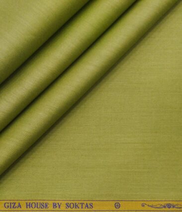 Soktas Men's Giza Cotton Solid Satin 1.60 Meter Unstitched Shirt Fabric (Moss Green)