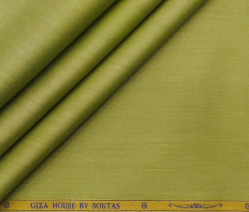 Soktas Men's Giza Cotton Solid Satin 1.60 Meter Unstitched Shirt Fabric (Moss Green)