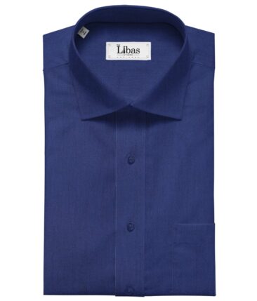 Soktas Men's Giza Cotton Solid Satin 1.60 Meter Unstitched Shirt Fabric (Royal Blue)