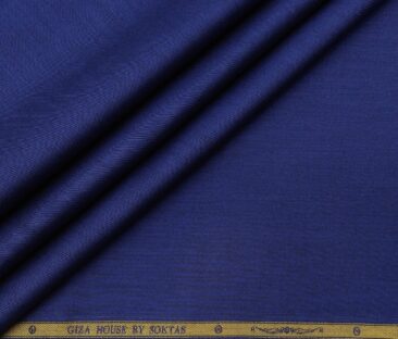Soktas Men's Giza Cotton Solid Satin 1.60 Meter Unstitched Shirt Fabric (Royal Blue)