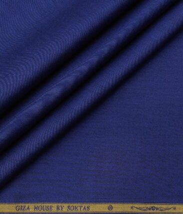 Soktas Men's Giza Cotton Solid Satin 1.60 Meter Unstitched Shirt Fabric (Royal Blue)