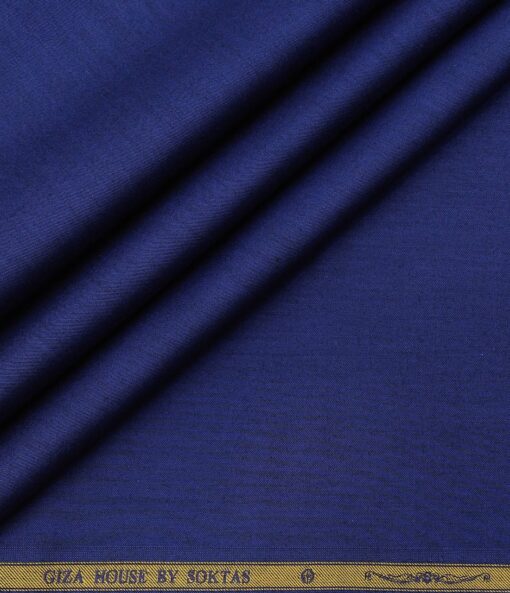 Soktas Men's Giza Cotton Solid Satin 1.60 Meter Unstitched Shirt Fabric (Royal Blue)