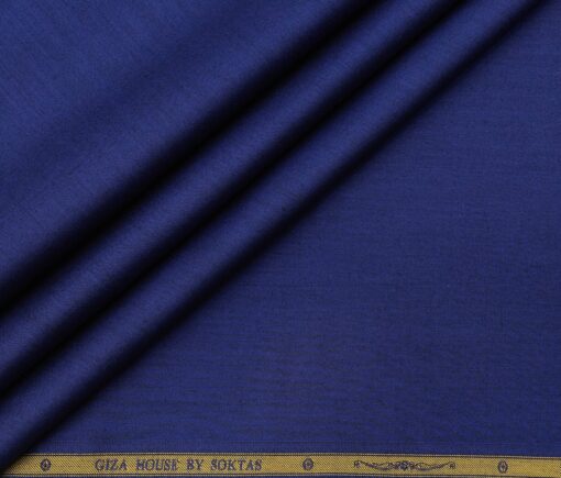 Soktas Men's Giza Cotton Solid Satin 1.60 Meter Unstitched Shirt Fabric (Royal Blue)