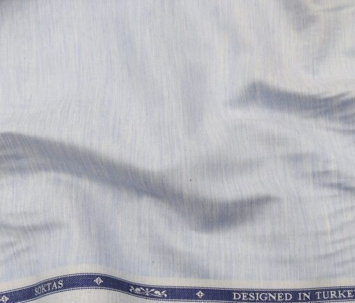 Soktas Men's Giza Cotton Self Design 1.60 Meter Unstitched Shirt Fabric (Sky Blue)