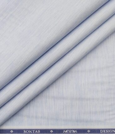 Soktas Men's Giza Cotton Self Design 1.60 Meter Unstitched Shirt Fabric (Sky Blue)