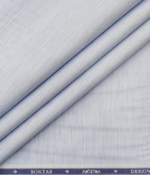 Soktas Men's Giza Cotton Self Design 1.60 Meter Unstitched Shirt Fabric (Sky Blue)