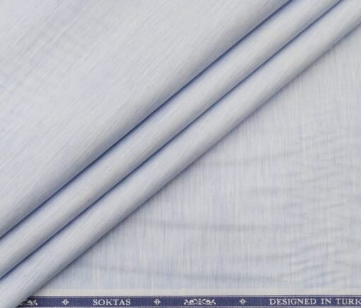 Soktas Men's Giza Cotton Self Design 1.60 Meter Unstitched Shirt Fabric (Sky Blue)