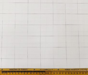 Soktas Men's Giza Cotton Black Checks 1.60 Meter Unstitched Shirt Fabric (White)