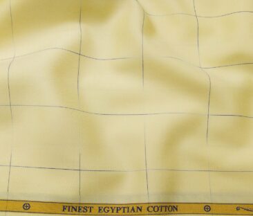 Soktas Men's Giza Cotton Blue Checks 1.60 Meter Unstitched Shirt Fabric (Yellow)
