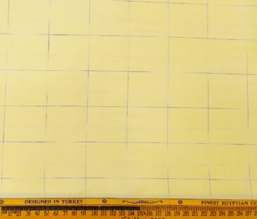 Soktas Men's Giza Cotton Blue Checks 1.60 Meter Unstitched Shirt Fabric (Yellow)