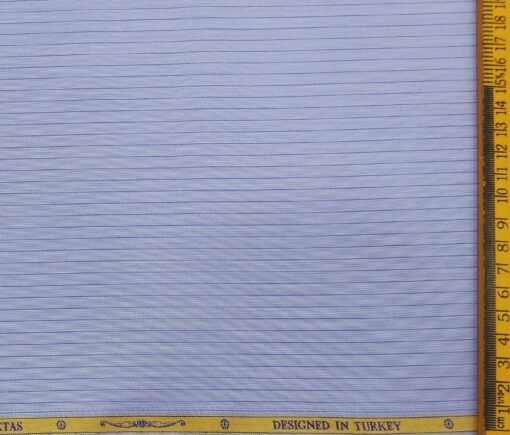 Soktas Men's Giza Cotton Striped Unstitched Shirt Fabric (Sky Blue)