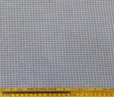 Soktas Men's Giza Cotton Blue Checks Unstitched Shirt Fabric (Grey)