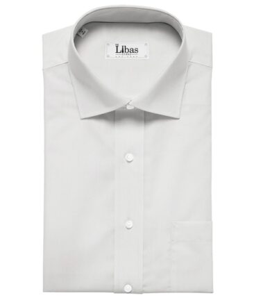 Soktas Men's Giza Cotton 2 Ply 120's Solids 1.60 Meter Unstitched Shirt Fabric (White)