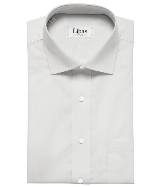 Soktas Men's Giza Cotton 2 Ply 120's Solids 1.60 Meter Unstitched Shirt Fabric (White)