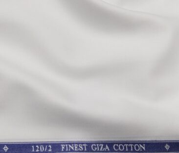 Soktas Men's Giza Cotton 2 Ply 120's Solids 1.60 Meter Unstitched Shirt Fabric (White)