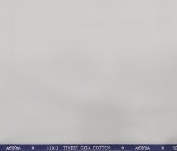 Soktas Men's Giza Cotton 2 Ply 120's Solids 1.60 Meter Unstitched Shirt Fabric (White)