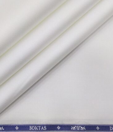 Soktas Men's Giza Cotton 2 Ply 120's Solids 1.60 Meter Unstitched Shirt Fabric (White)