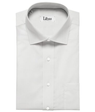 Soktas Men's Giza Cotton Solids Twill 1.60 Meter Unstitched Shirt Fabric (White)
