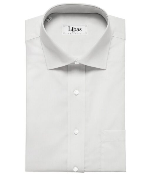 Soktas Men's Giza Cotton Solids Twill 1.60 Meter Unstitched Shirt Fabric (White)
