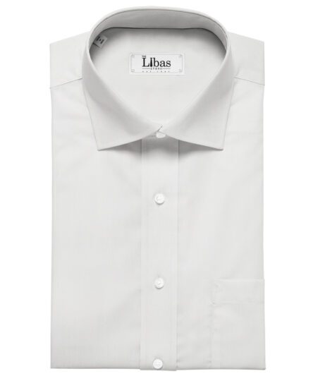 Soktas Men's Giza Cotton 2 Ply 140's Solids 1.60 Meter Unstitched Shirt Fabric (White)