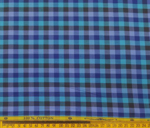 Soktas Men's Cotton Burberry Checks 1.60 Meter Unstitched Shirt Fabric (Multi)