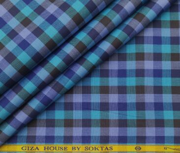 Soktas Men's Cotton Burberry Checks 1.60 Meter Unstitched Shirt Fabric (Multi)