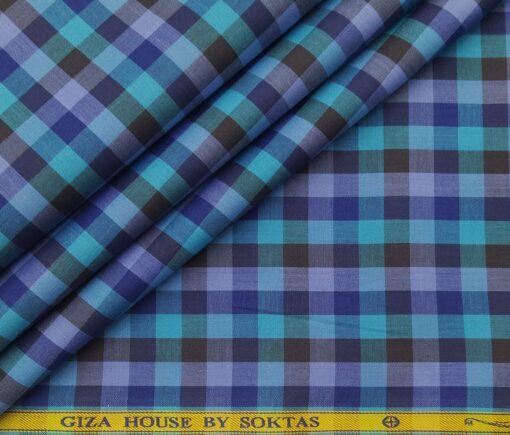 Soktas Men's Cotton Burberry Checks 1.60 Meter Unstitched Shirt Fabric (Multi)