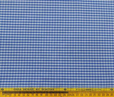 Soktas Men's Cotton Checks 1.60 Meter Unstitched Shirt Fabric (Light Sky Blue)
