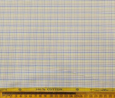 Soktas Men's Cotton Multi Colored Checks 1.60 Meter Unstitched Shirt Fabric (Off-White)