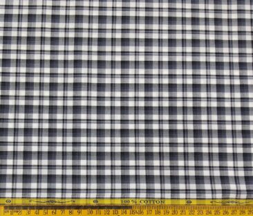 Soktas Men's Cotton Checks 1.60 Meter Unstitched Shirt Fabric (White)