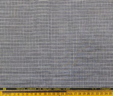 Bombay Rayon Men's Cotton Checks 1.60 Meter Unstitched Shirt Fabric (Grey)