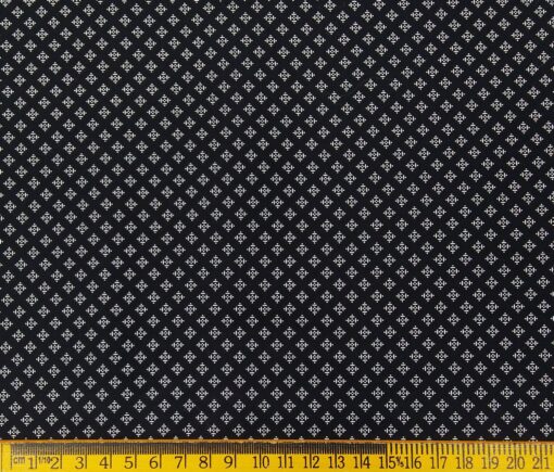 Bombay Rayon Men's Cotton Printed 1.60 Meter Unstitched Shirt Fabric (Black)