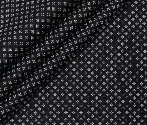 Bombay Rayon Men's Cotton Printed 1.60 Meter Unstitched Shirt Fabric (Black)