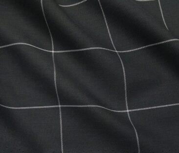 Bombay Rayon Men's Cotton Broad Checks 1.60 Meter Unstitched Shirt Fabric (Greenish Black)