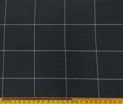 Bombay Rayon Men's Cotton Broad Checks 1.60 Meter Unstitched Shirt Fabric (Greenish Black)