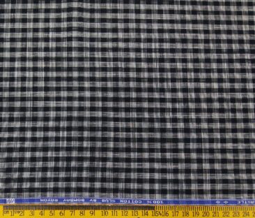 Bombay Rayon Men's Cotton Black Checks 1.60 Meter Unstitched Shirt Fabric (Grey)