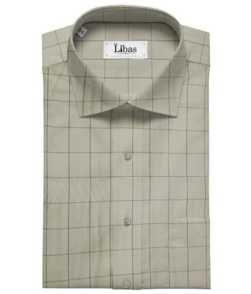 Bombay Rayon Men's Cotton Checks 1.60 Meter Unstitched Shirt Fabric (Olive Green)