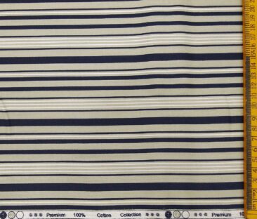 Cadini Italy Men's Cotton Striped 1.60 Meter Unstitched Shirt Fabric (Light Green)