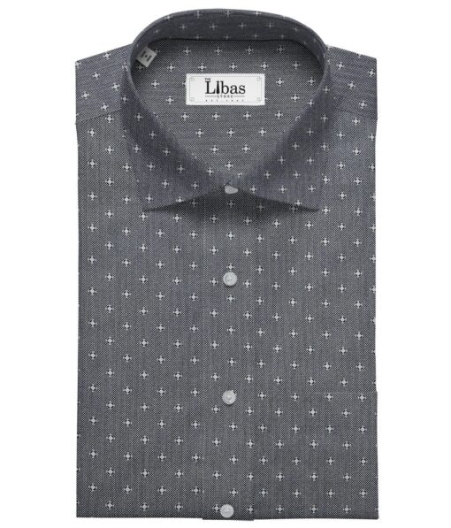 Cadini Italy Men's Cotton Printed 1.60 Meter Unstitched Shirt Fabric (Grey)