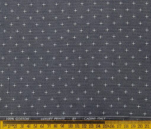 Cadini Italy Men's Cotton Printed 1.60 Meter Unstitched Shirt Fabric (Grey)