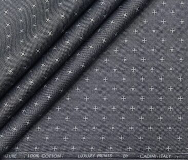 Cadini Italy Men's Cotton Printed 1.60 Meter Unstitched Shirt Fabric (Grey)