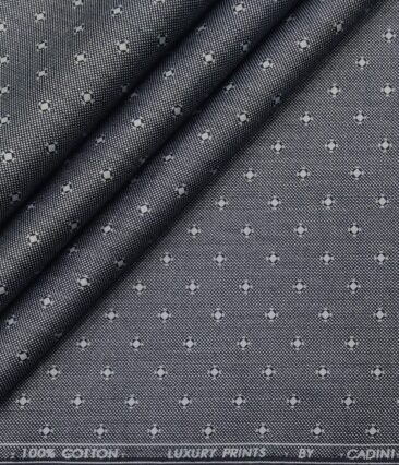 Cadini Italy Men's Cotton Printed 1.60 Meter Unstitched Shirt Fabric (Grey)
