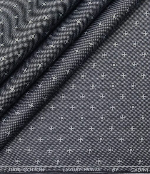 Cadini Italy Men's Cotton Printed 1.60 Meter Unstitched Shirt Fabric (Grey)