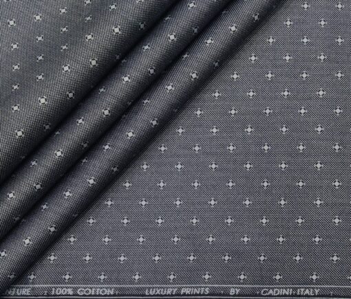 Cadini Italy Men's Cotton Printed 1.60 Meter Unstitched Shirt Fabric (Grey)